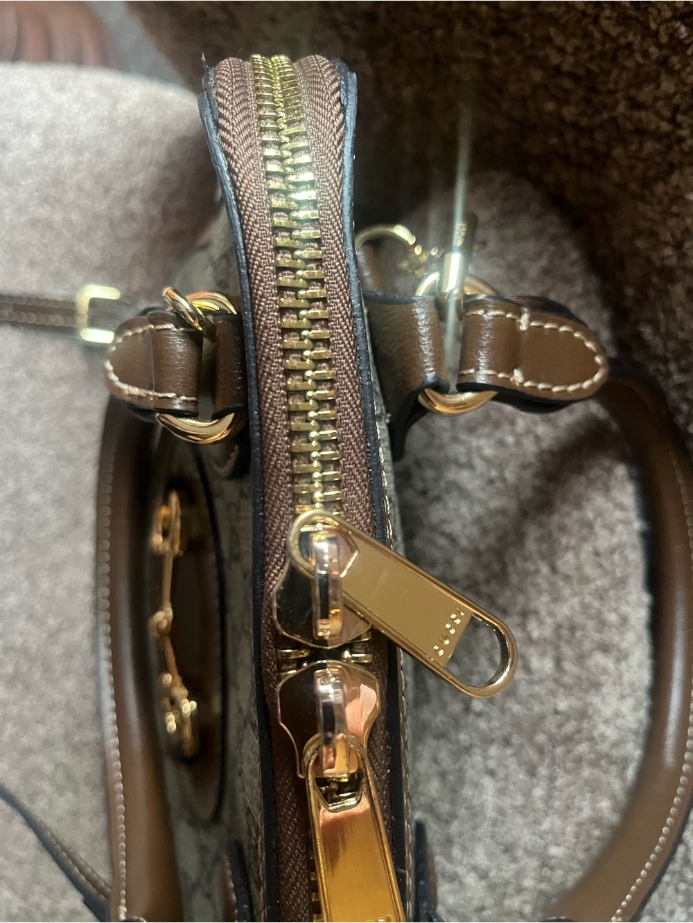 Brown GG Canvas Satchel with Gold Horsebit Detail - Picture 3 of 7